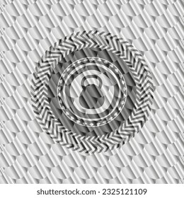 kettlebell Symbol in silbernem Emblem. Skaliert Muster. Vektorgrafik. Detaillierte Angaben. 
