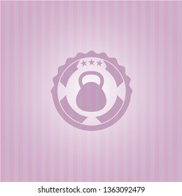 kettlebell icon inside vintage pink emblem