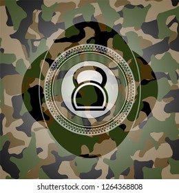 kettlebell icon on camo pattern