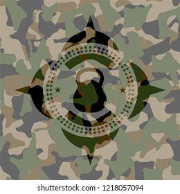kettlebell icon on camo texture