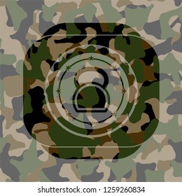 kettlebell icon on camo texture