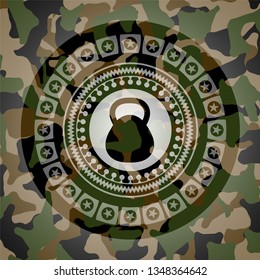 kettlebell icon on camo texture