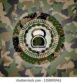 kettlebell icon on camo texture
