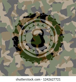 kettlebell icon on camouflage pattern