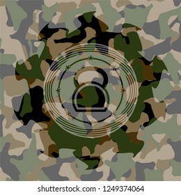 kettlebell icon on camouflage texture