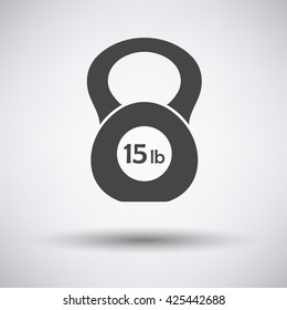 Kettlebell icon on gray background with round shadow. Vector illustration.