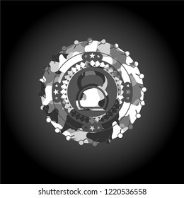 kettlebell icon on grey camouflage texture