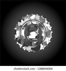 kettlebell icon on grey camouflaged pattern