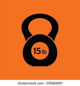 Kettlebell icon. Orange background with black. Vector illustration.