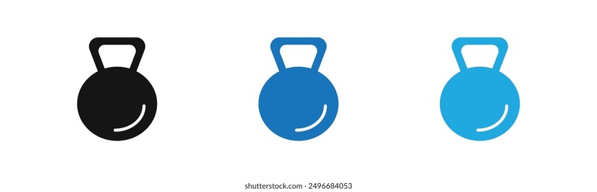kettlebell icon outline collection or set in black and white