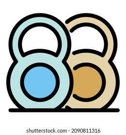 Icono de Kettlebell. Color del icono del vector del timbre de contorno aislado