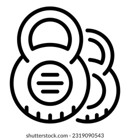 Kettlebell icon outline vector. Gym equipment. Fitness workout