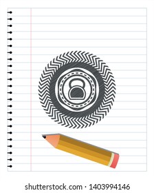 kettlebell icon pencil effect. Vector Illustration. Detailed.