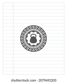 kettlebell icon pencil emblem. Vector Illustration. Detailed. 
