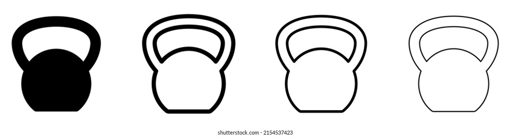 Kettlebell Icon. Set Of Different Kettlebell. Vector Illustration. Kettlebell For A Sports Hall. Black Linear Signs