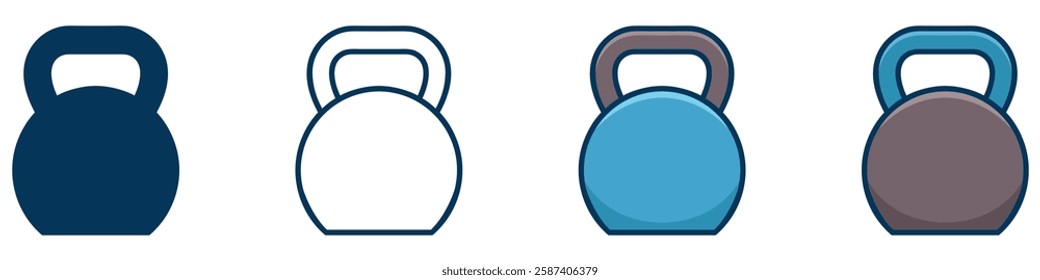 Kettlebell icon. Set of icons of kettlebells for training. Symbol of sport. Vector illustration