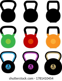 Icono de Kettlebell Set Ilustración vectorial