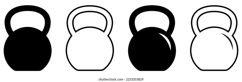 Juego de iconos de Kettlebell. Ilustración del vector aislada en fondo blanco
