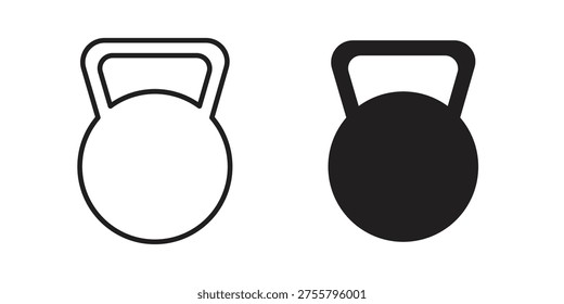 Kettlebell icon silhouette design. Editable stroke outline icon on white background