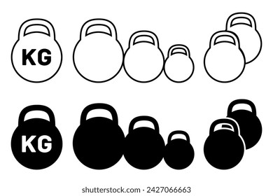Kettlebell icon. Strength exercises and training. Vector illustration isolated on white background.