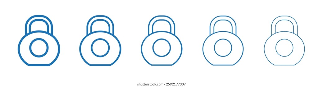 Kettlebell icon Symbol collection thin outline set
