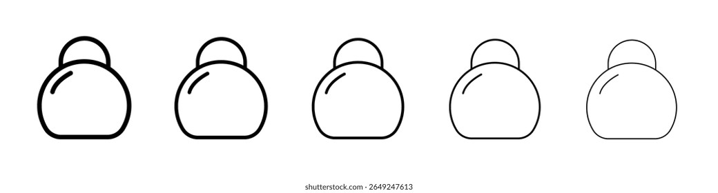 Conjunto de contorno de línea delgada de icono de Kettlebell o colección