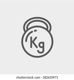 Kettlebell icon thin line for web and mobile, modern minimalistic flat design. Vector dark grey icon on light grey background.