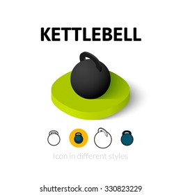 Kettlebell icon, vector symbol in flat, outline and isometric style