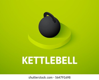 Kettlebell icon, vector symbol in flat isometric style isolated on color background