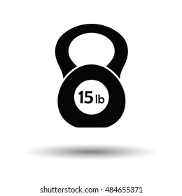 Kettlebell icon. White background with shadow design. Vector illustration.