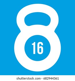 Kettlebell icon white isolated on blue background vector illustration