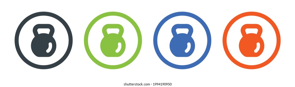Los iconos de Kettlebell están configurados. Ilustración vectorial. Concepto de equipo de peso