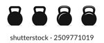 Kettlebell icons. Weight icons. Set of different kettlebells. Kettlebell vector illustration. Fitness kettlebell. Vector weight