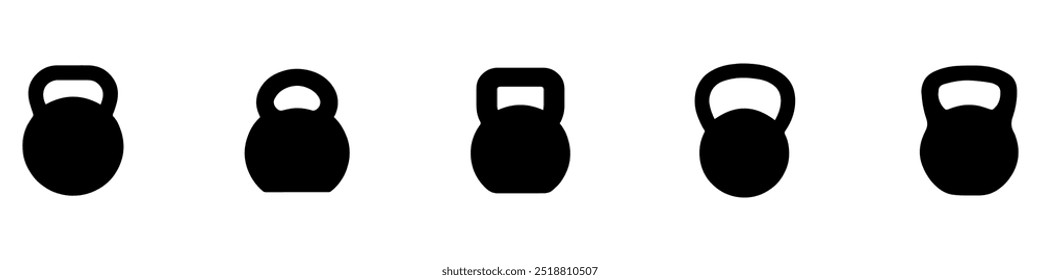 Kettlebell icons. Weight icons. Set of different kettlebells. Kettlebell vector illustration. Fitness kettlebell. Vector weight. Vector Illustration. EPS 10