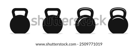 Kettlebell icons. Weight icons. Set of different kettlebells. Kettlebell vector illustration. Fitness kettlebell. Vector weight