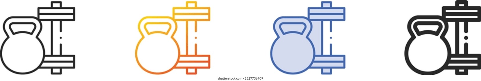 kettlebell icon.Thin Linear, Gradient, Blue Stroke and bold Style Design Isolated On White Background