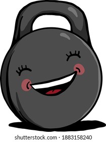 Kettlebell laughing,illustration,vector on white background