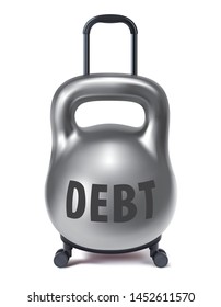 Kettlebell like Travel suitcase. Debt and loan concept. Vector 3D illustration
