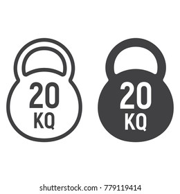 Kettlebell line and glyph icon, fitness and sport, workout sign vector graphics, a linear pattern on a white background, eps 10.