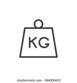 Kettlebell line icon, outline vector sign, linear style pictogram isolated on white. Parcel weight kilogram symbol, logo illustration