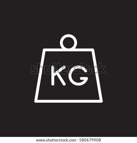 Kettlebell line icon, outline vector sign, linear white pictogram isolated on black. Parcel weight kilogram symbol, logo illustration