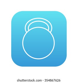 Kettlebell line icon for web, mobile and infographics. Vector white icon on the blue gradient square with rounded corners isolated on white background.