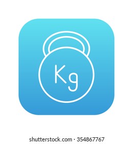 Kettlebell line icon for web, mobile and infographics. Vector white icon on the blue gradient square with rounded corners isolated on white background.