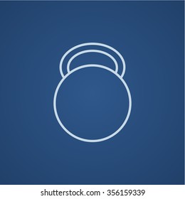 Kettlebell line icon for web, mobile and infographics. Vector light blue icon isolated on blue background.