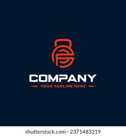 Kettlebell logo design with concept letter F. Simple and clean flat design of the letter F logo used for Gym fitness.