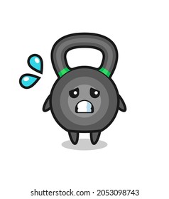 kettlebell mascot character with afraid gesture , cute style design for t shirt, sticker, logo element
