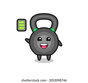 kettlebell mascot character with energetic gesture , cute style design for t shirt, sticker, logo element