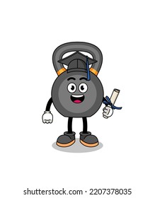 kettlebell mascot with graduation pose , character design