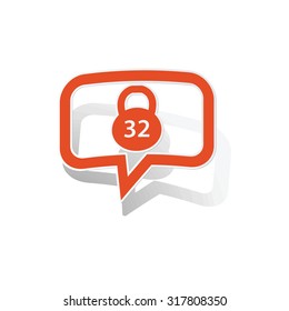 Kettlebell message sticker, orange chat bubble with image inside, on white background