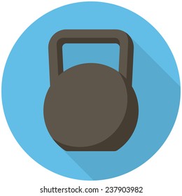 Kettlebell, modern flat icon with long shadow